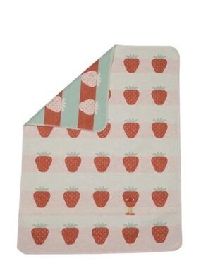 David Fussenegger Baby Nursery Blanket Strawberry Strawberries Reversible Soft
